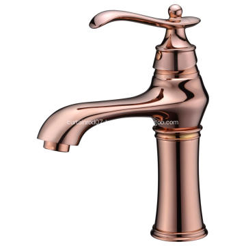 Rose Gold Single Hole Handle Vintage Basin Faucet
